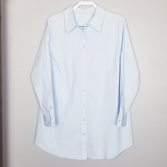 Soft Surroundings Tops - Soft Surroundings blue button front career shirt